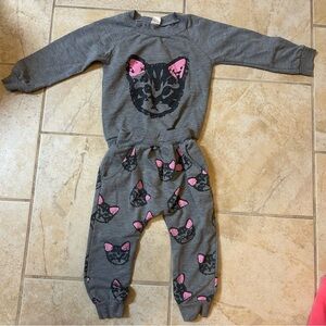 Toddler Girls Cat Sweatshirt Set